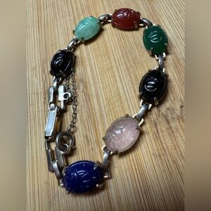 Vintage Multi-Color Scarab Stone Bracelet